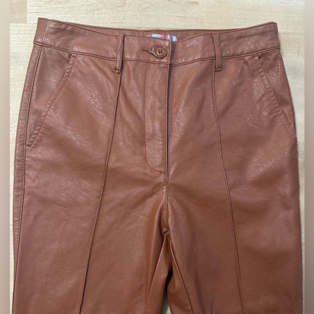 Urban Outfitters Tan Flare faux Leather Pants - Picture 2 of 12